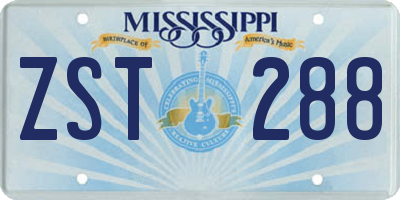 MS license plate ZST288