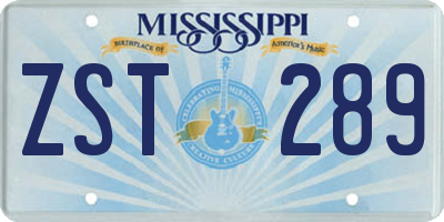 MS license plate ZST289