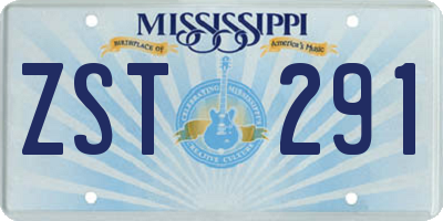 MS license plate ZST291