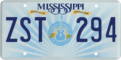 MS license plate ZST294