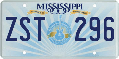 MS license plate ZST296
