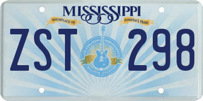 MS license plate ZST298