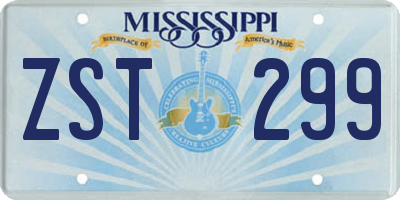MS license plate ZST299