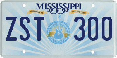 MS license plate ZST300
