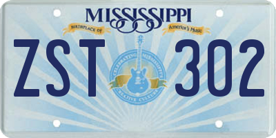 MS license plate ZST302