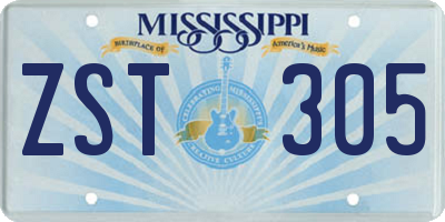 MS license plate ZST305