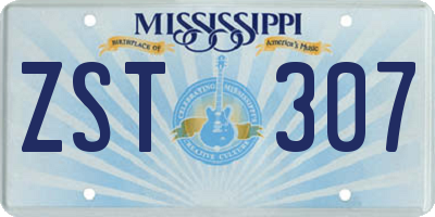 MS license plate ZST307