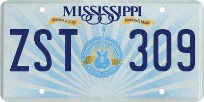 MS license plate ZST309