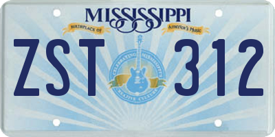 MS license plate ZST312