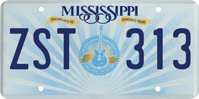 MS license plate ZST313