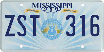 MS license plate ZST316