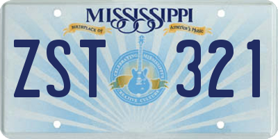 MS license plate ZST321