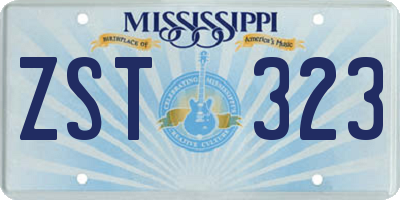 MS license plate ZST323