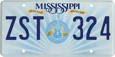 MS license plate ZST324