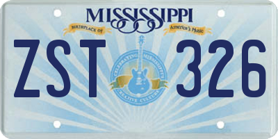 MS license plate ZST326
