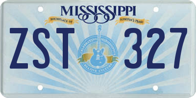 MS license plate ZST327