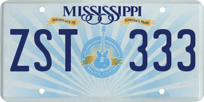 MS license plate ZST333