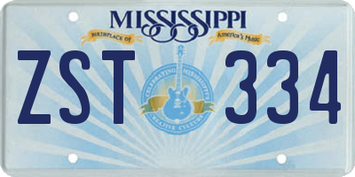 MS license plate ZST334