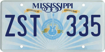 MS license plate ZST335