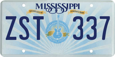 MS license plate ZST337