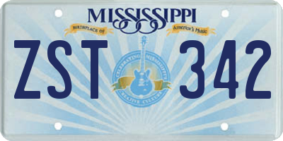 MS license plate ZST342