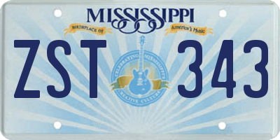 MS license plate ZST343