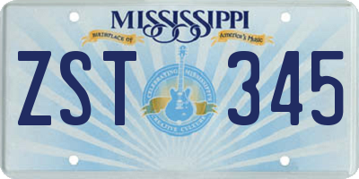 MS license plate ZST345