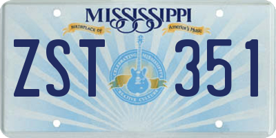 MS license plate ZST351