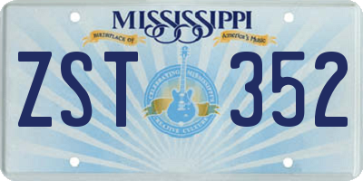 MS license plate ZST352