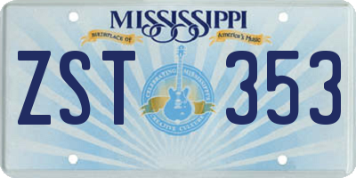 MS license plate ZST353