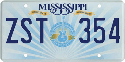MS license plate ZST354