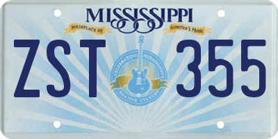 MS license plate ZST355