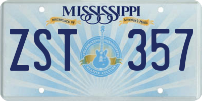MS license plate ZST357