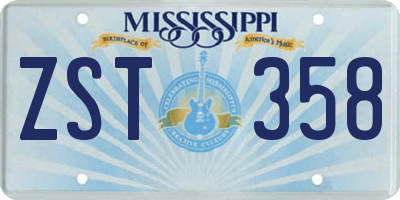 MS license plate ZST358