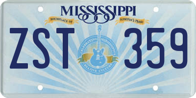 MS license plate ZST359