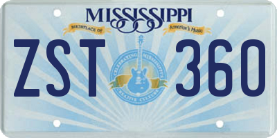 MS license plate ZST360