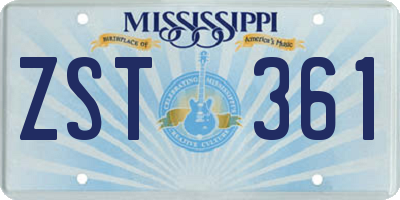 MS license plate ZST361