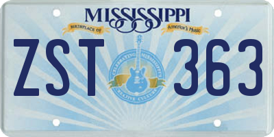 MS license plate ZST363