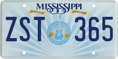MS license plate ZST365