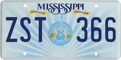MS license plate ZST366