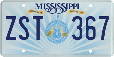 MS license plate ZST367