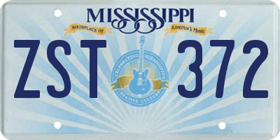MS license plate ZST372