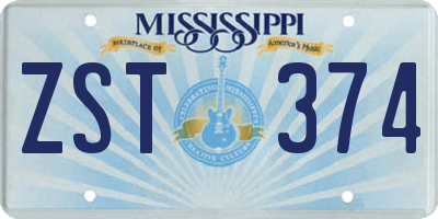 MS license plate ZST374