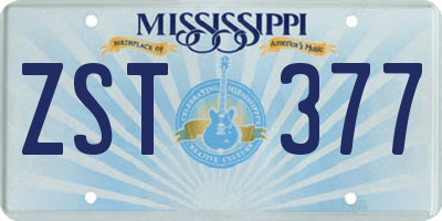MS license plate ZST377