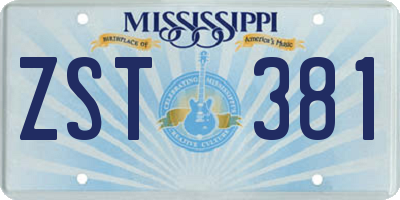 MS license plate ZST381