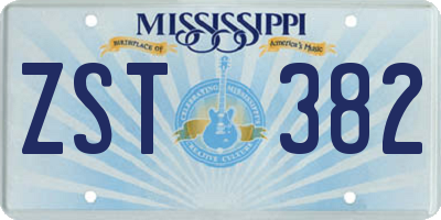 MS license plate ZST382