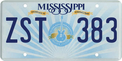 MS license plate ZST383