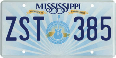 MS license plate ZST385