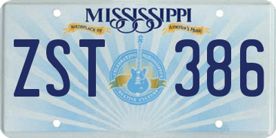 MS license plate ZST386