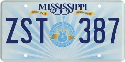 MS license plate ZST387